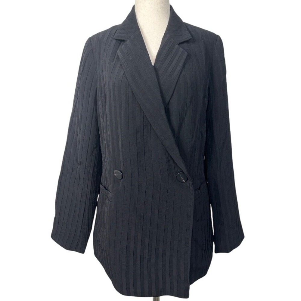 Everlane Black Striped Blazer Double Breasted Business Casual Size‎ L